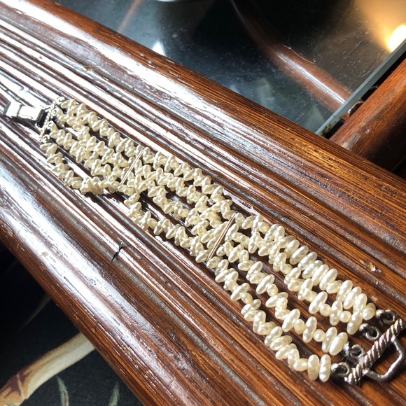 Mid Century Four Strand Rice Pearl Bracelet - Picture 4 of 8